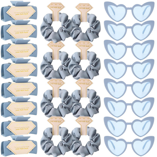 Bridesmaid Scrunchies Proposal Gifts Bachelorette Hair Claws Clips Girls heart sunglasses for Wedding Party Favors (Dusty Blue)