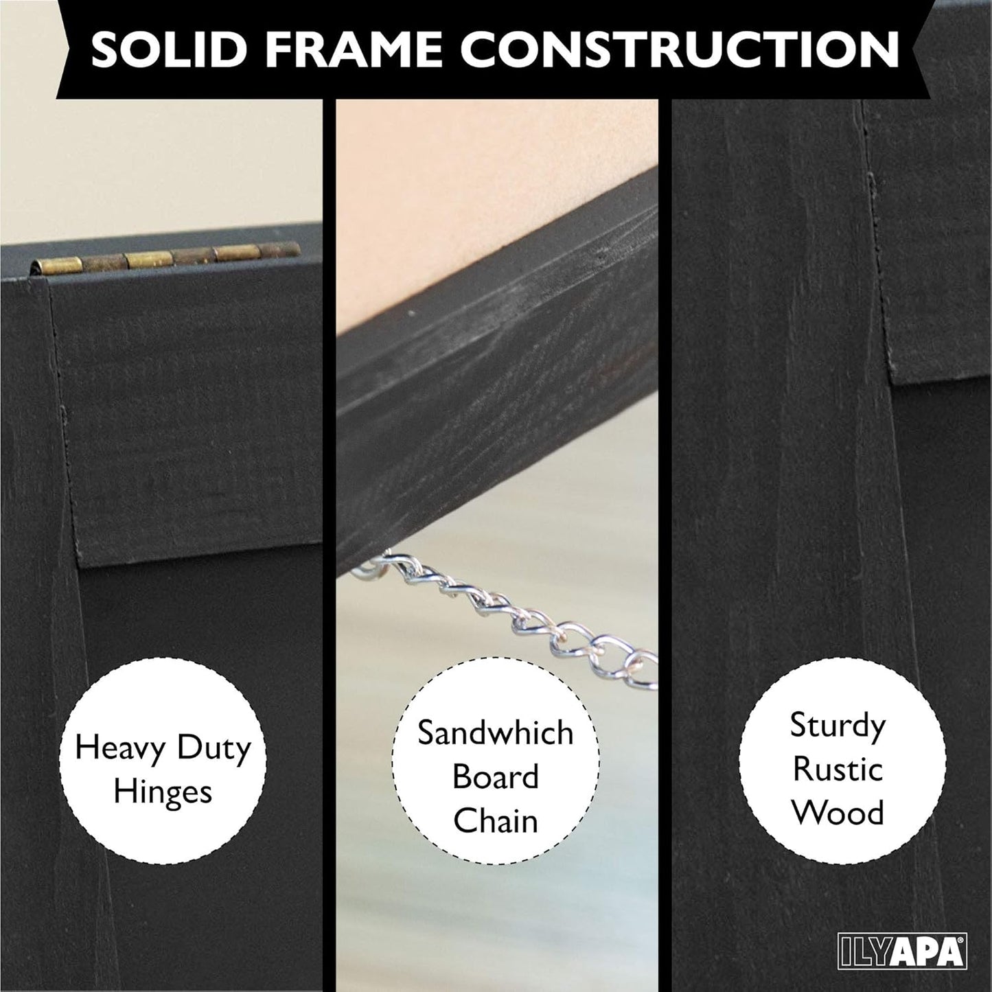 Ilyapa Wooden A-Frame Sign with Eraser & Chalk - 21 x 30 Inches Magnetic Sidewalk Chalkboard – Black Menu Display for Restaurant, Business or Wedding