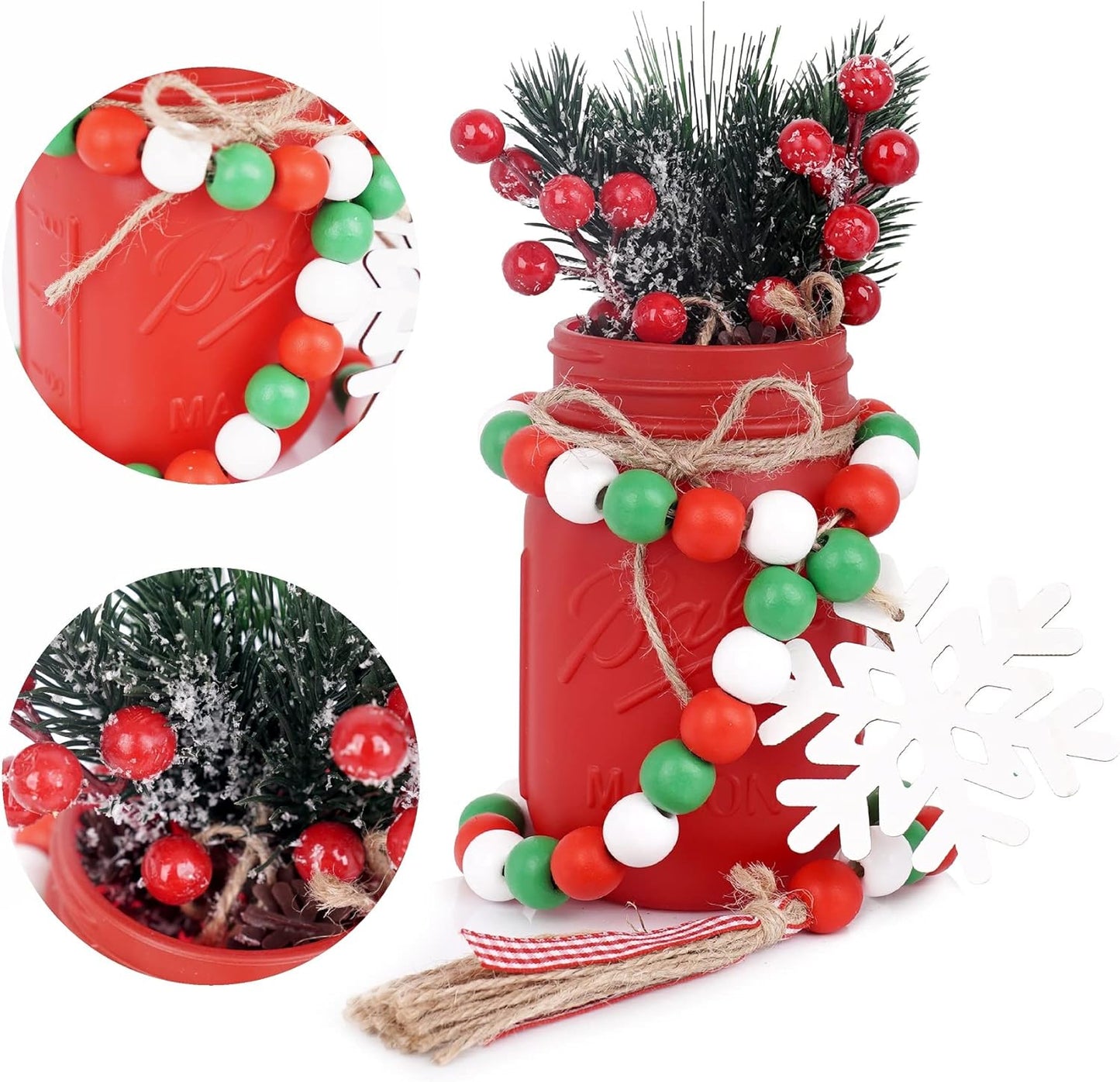 Christmas Centerpiece, Christmas Decor Mason Jars, Centerpiece Table Decorations, Christmas Tree Decor, Home Mantle Decor, Christmas Coffee Table Decor, Holiday Table Centerpieces Bulk – 6PC