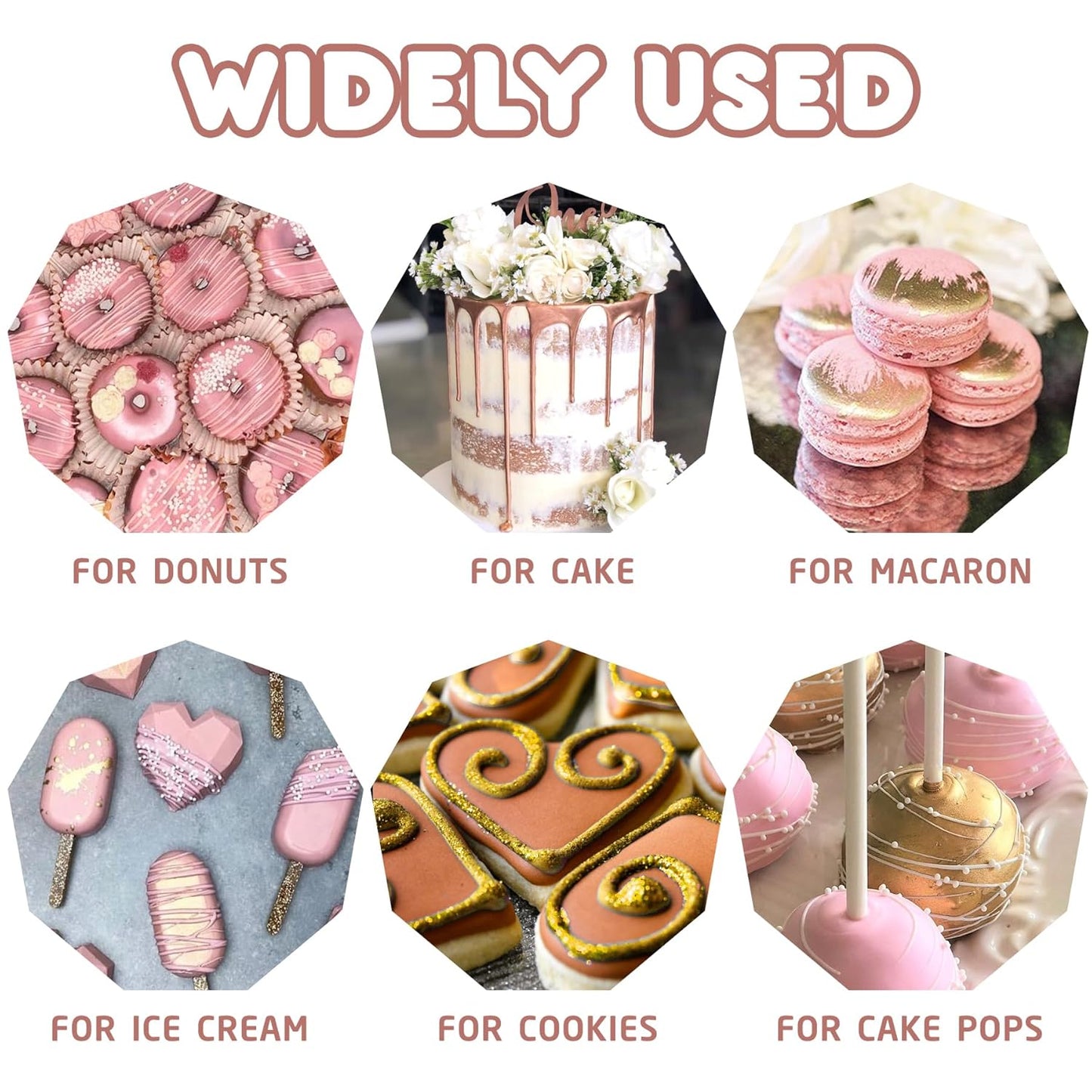 Edible Glitter Paint - 2 fl.oz Food Grade Metallic Glitter Cake Paint for Cake Decorating, Baking, Cupcakes - Shimmer Art Decorative Liquid Edible Paint Food Coloring for Fondant, Donuts (White)