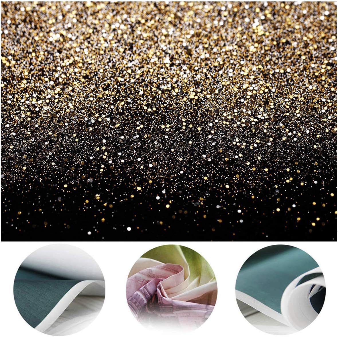 SJOLOON Black and Gold Backdrop Gold Spots Backdrop Vinyl Photography Backdrop Vintage Background for Family Birthday Party Newborn Studio Props 11547 (12x10FT)