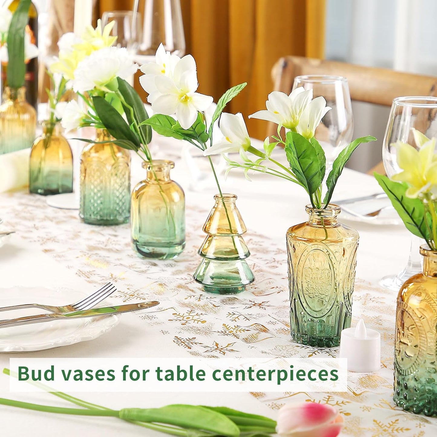 Glass Bud Vases in Bulk Set of 30 Pcs,Small Glass Vases for Flowers as Wedding Centerpieces for Tables,Clear Flower Vases Suitble for Wedding Decorations,Home Decor (Brown Green, 30 pcs)