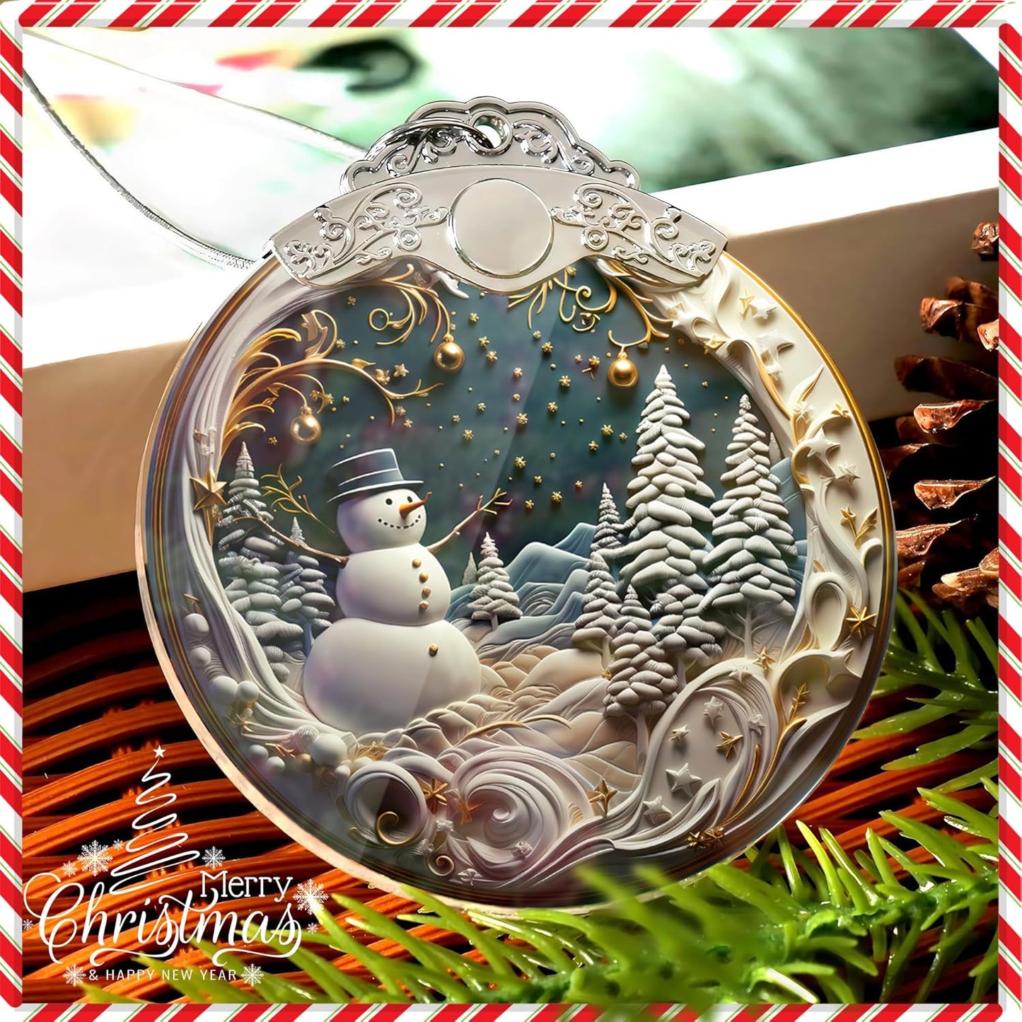 Christmas Ornaments 2025, Snowman, Unique Christmast Ornaments 4 Inch Acrylic Ornament Art, Holiday Decoration, Car Interiors Decors, Christmas Decorations