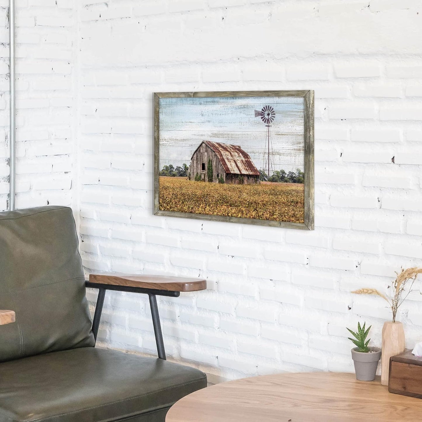 Rustic Life Wooden Wall Art: Rural House in the middle of Straw Artwork Wooden Painting with Framed for Bedrooms (12'' x 16'' x 1 Panel)