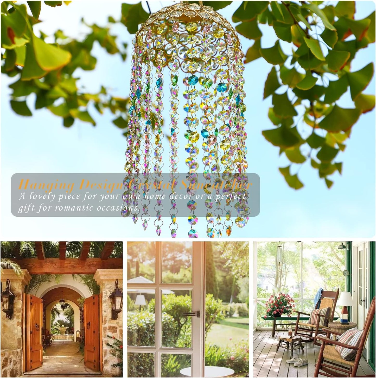 Crystal Suncatchers Window Hanging Wind Chime Garden Porch Home Wedding Party Suncatcher Rainbow Maker Crystal Glass Beads Prisms Sun Catcher