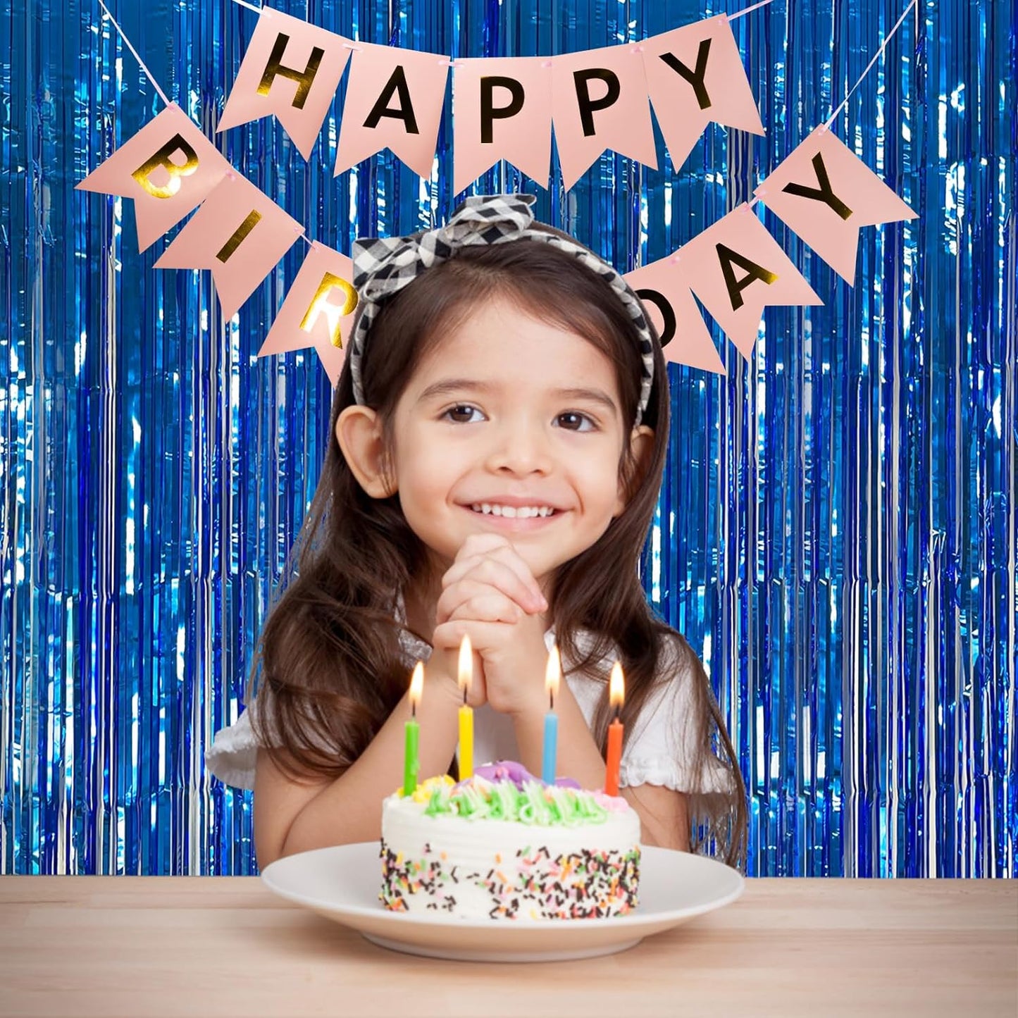 10 Pack Foil Curtain Backdrop Blue Metallic Tinsel Foil Fringe Curtains Photo Booth Props for Birthday Wedding Engagement Baby Shower Bachelorette Christmas Holiday Celebration Party Decorations