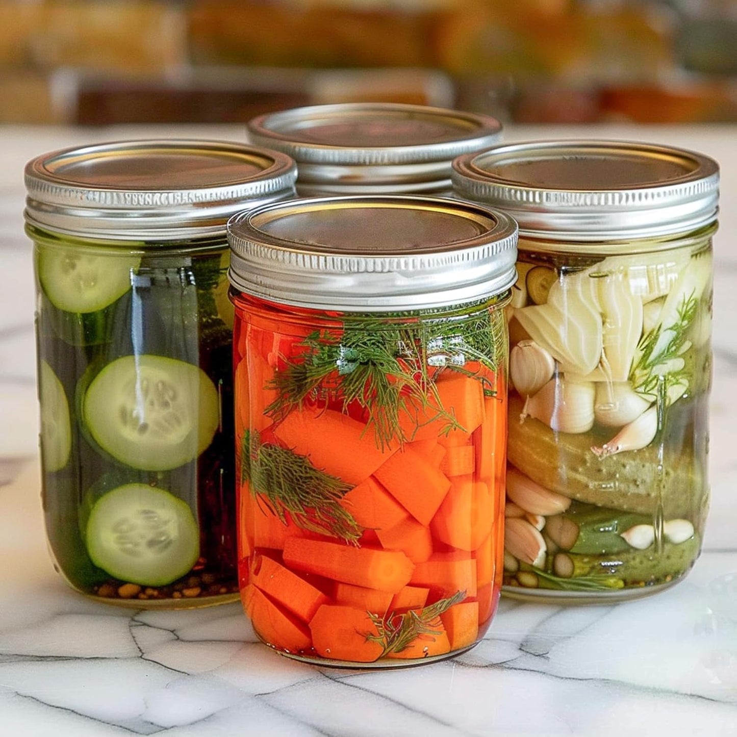 ComSaf Wide Mouth Mason Jars 16 oz with lids - 4 Pack, Pint Mason Jars with Seal Bands, Glass Canning Jars for Honey, Jam, Jelly, Coffee, Salad, Desert, Shower Wedding Favors, DIY Candles Decor