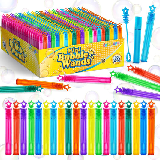 Letapapa Bubble Wand, 400 Pcs Mini Bubble Wands Bulk in 10 Colors, Bubble Easter Halloween Party Favors for Kids, Summer Toys, Indoor Outdoor Activity, Themed Birthday, Wedding, for Girls & Boys