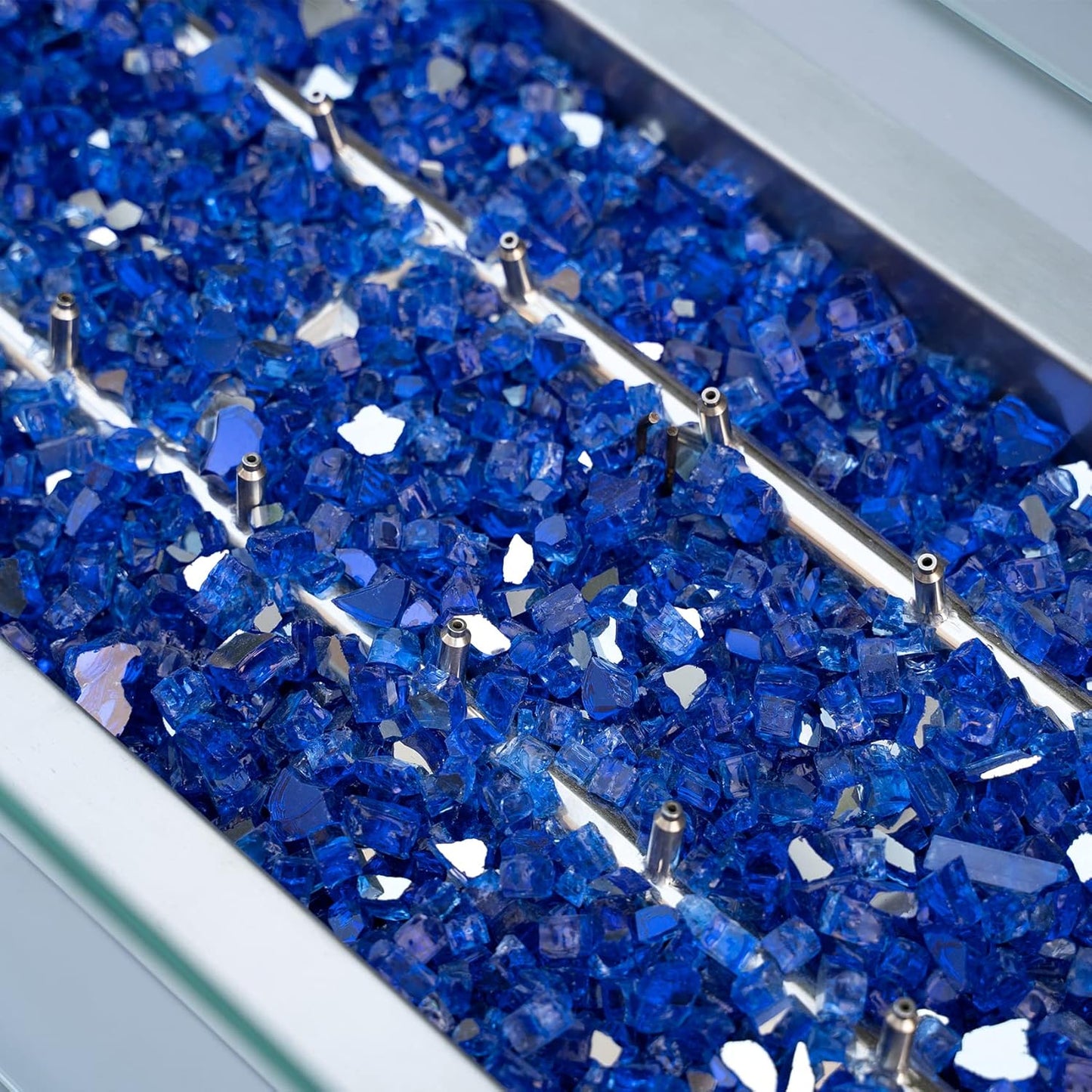 Stanbroil 10-Pound Fire Glass - 1/2 inch Reflective Tempered Fire Glass for Fireplace Fire Pit, Cobalt Blue Reflective