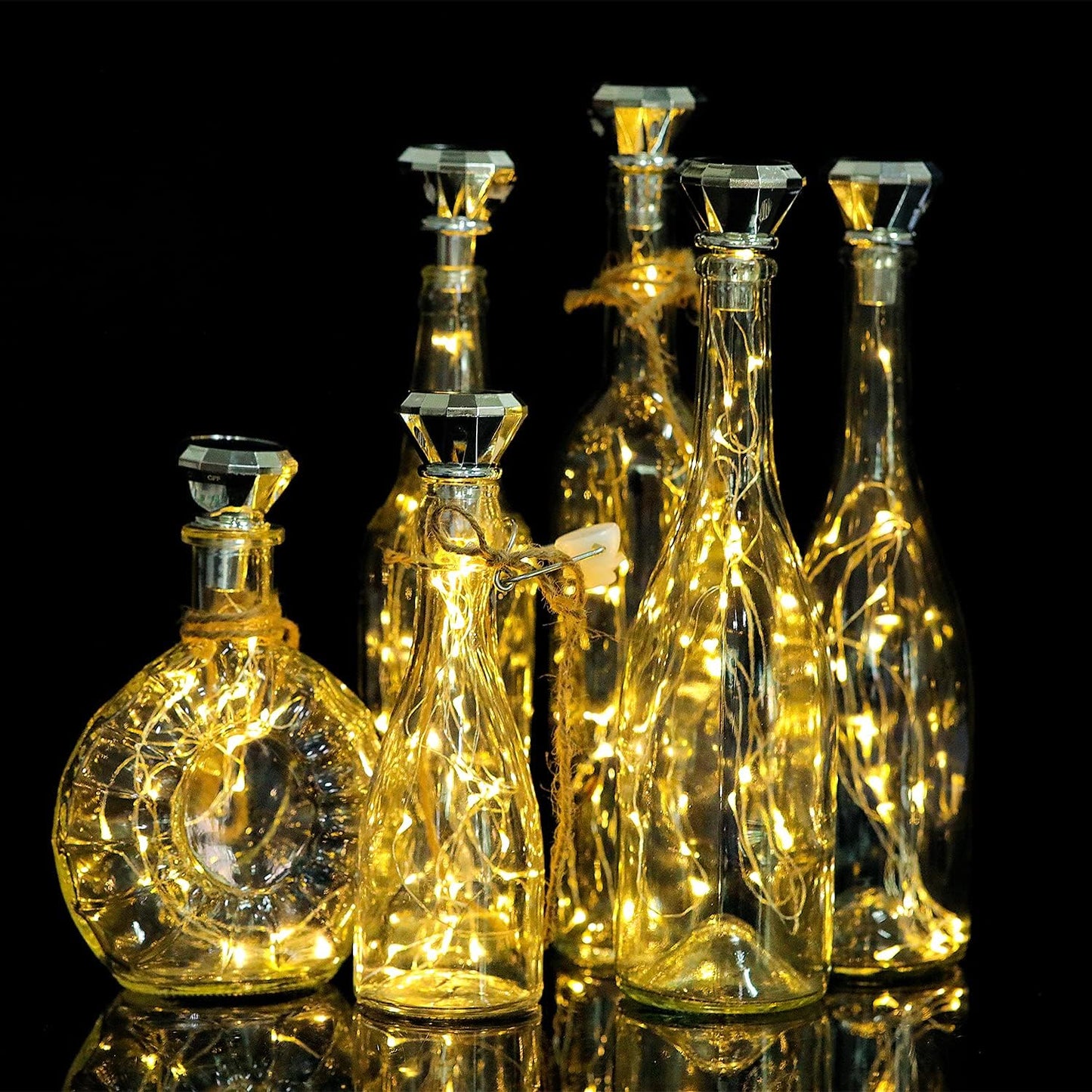 Upgraded Solar Diamond Shaped Wine Bottle Lights, 8 Pack 20 LED Fairy Lights with Solar Cork Lights Outdoor Waterproof for Wedding Party Decor Women Gift