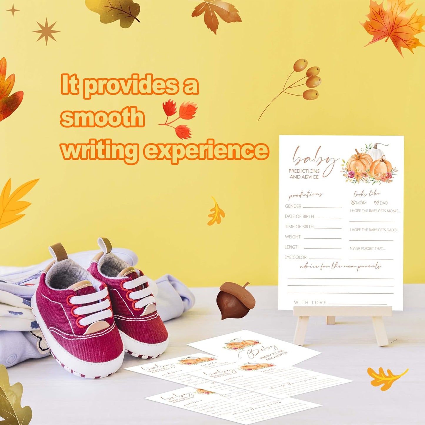 Baby Shower Games, Thanksgiving Baby Predictions and Advice Cards, 25 Sets Baby Gender Reveal Party Decorations Supplies Favors - E02