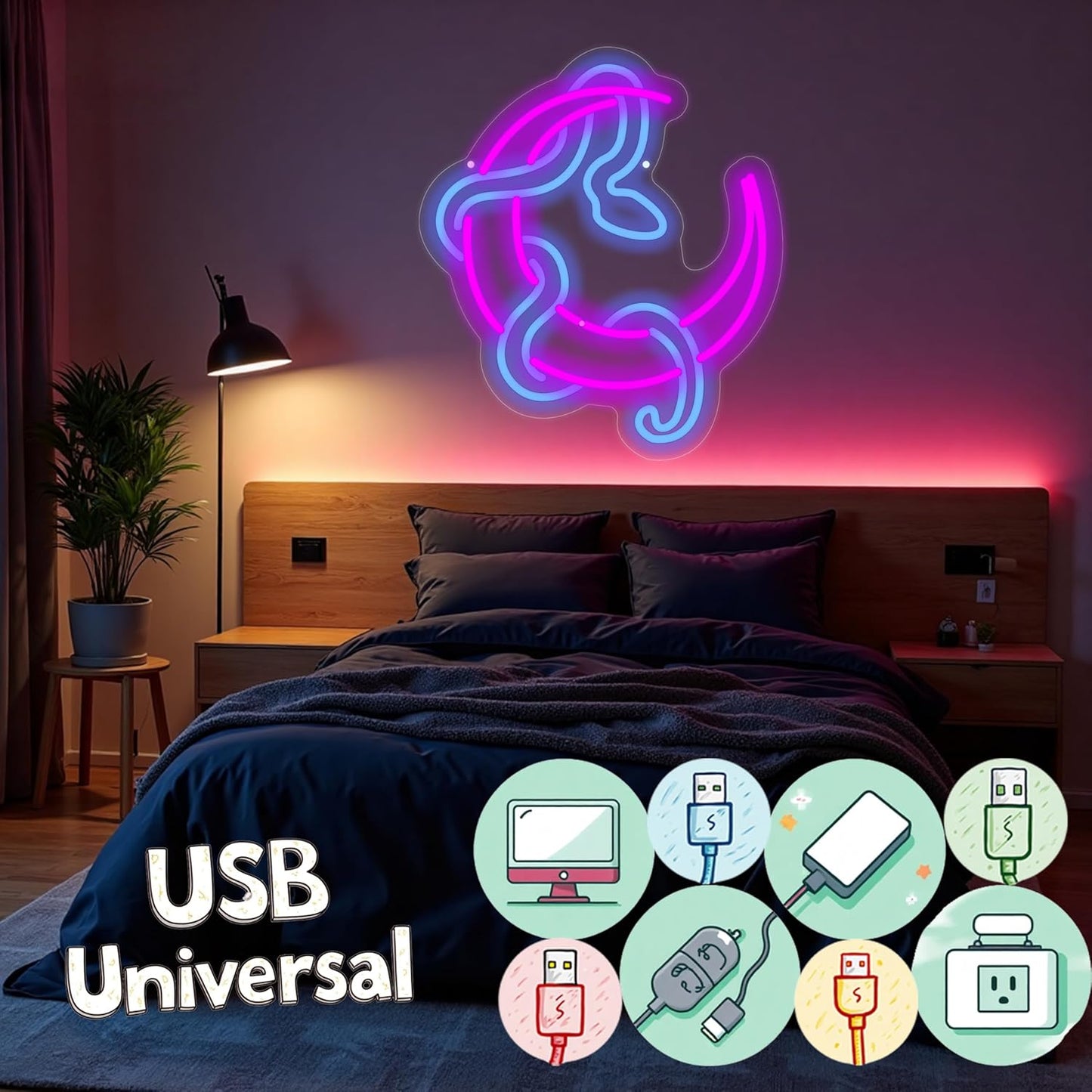 Snake on Moon Neon Sign, Animal Neon Sign, Neon sign Art Bedroom, Snake wall decor, Python Signs For Bedroom Beer Bar Neon Light Sign Hotel Party Club Office Art Lights for Kid Bedroom Man Cave Bar-Purple