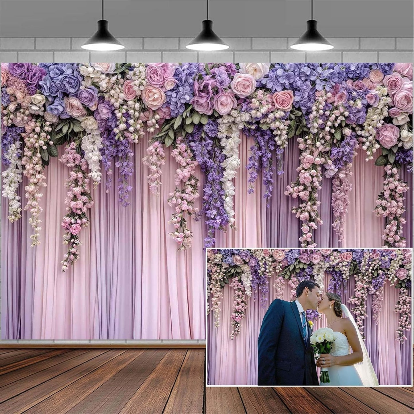 6x4ft Purple Flower Wedding Photography Backdrop Lavender Floral Wedding Bridal Photography Backdrop Anniversary Birthday Baby Shower Girl Party Banner Photo Booth Props Background Wall Decor