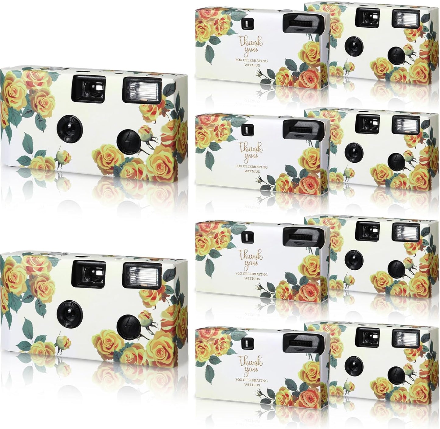 Kanayu 10 Pack Disposable Camera for Wedding Floral 35mm Single Use Film Camera with Flash One Time Use Camera for Anniversary Concert Travel Camp Party Supply Gift Honeymoon (Yellow Rose)