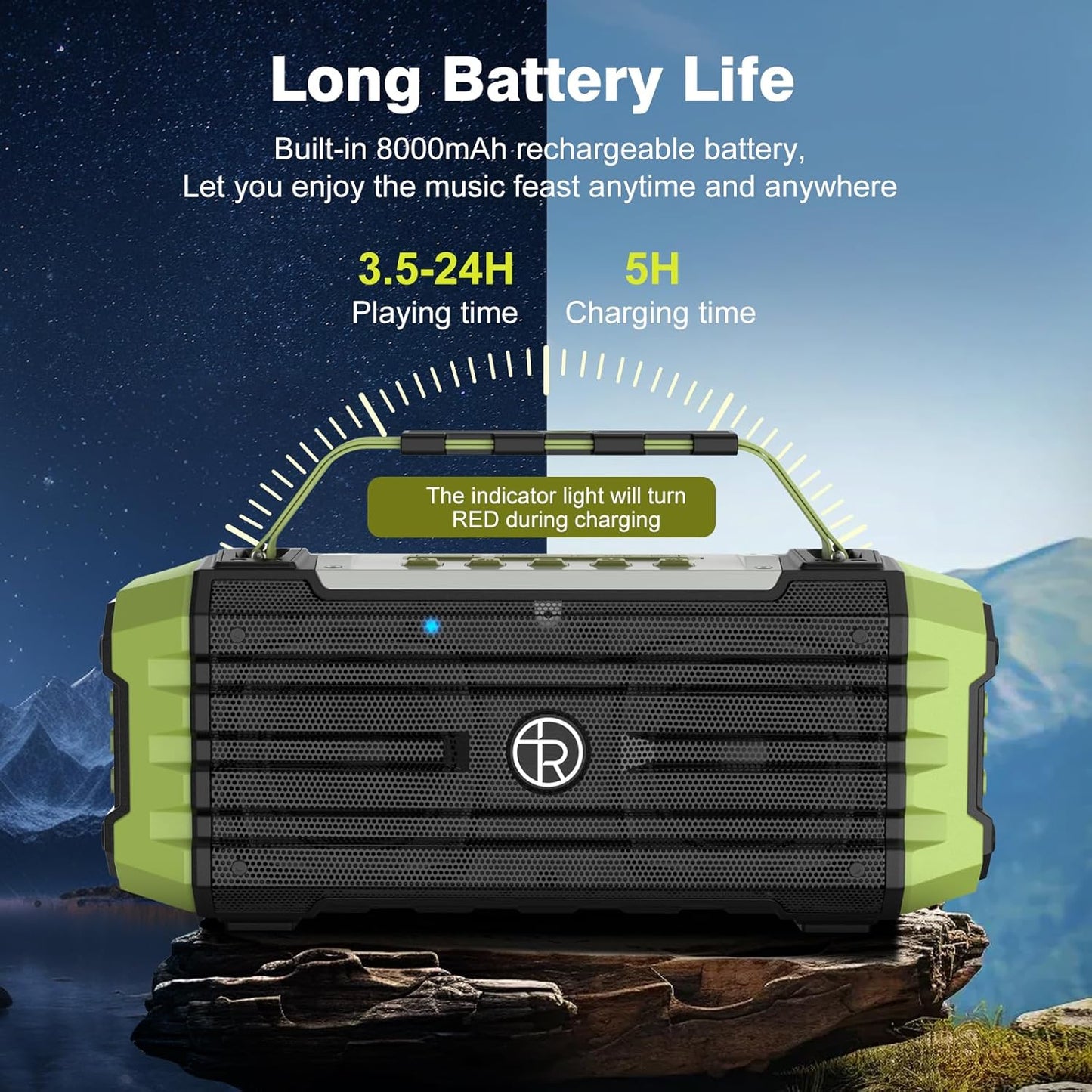 Portable Bluetooth Speaker 120W Peak 80W Wireless Speakers, TWS Pairing, Deep Bass, Hi-Fi Loud Speaker, IPX6 Waterproof, DSP Sound Boombox for Outdoor, Camping, Party, Beach