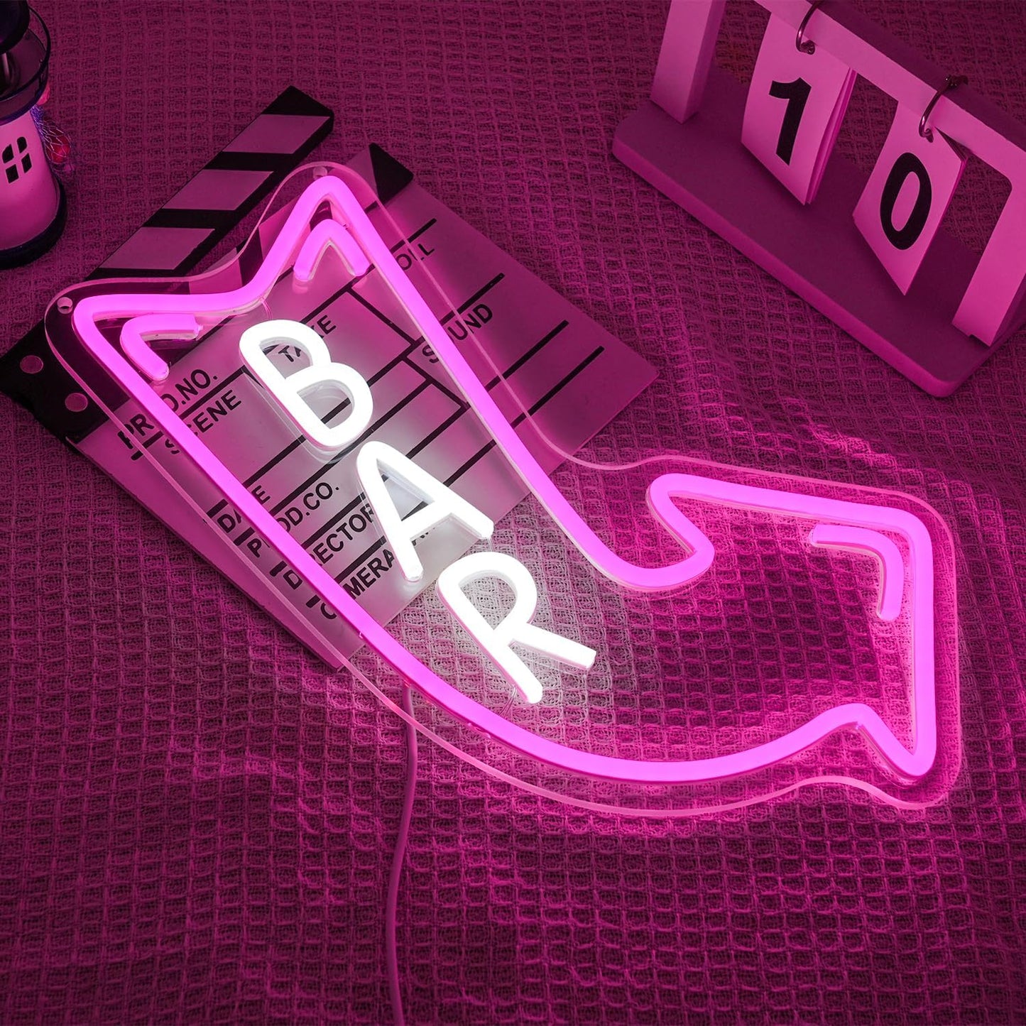 Bar Neon Sign for Wall Decor Arrow Neon Light Pink LED Neon Sign Letter Led Neon Light for Bar Man Cave Party Decoration