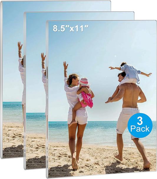 3 Pack Magnetic Picture Frames for Refrigerator, 8.5x11 Magnetic Photo Holders for Fridge, Acrylic Magnetic Picture Frame for Displaying Frames,Children Artworks