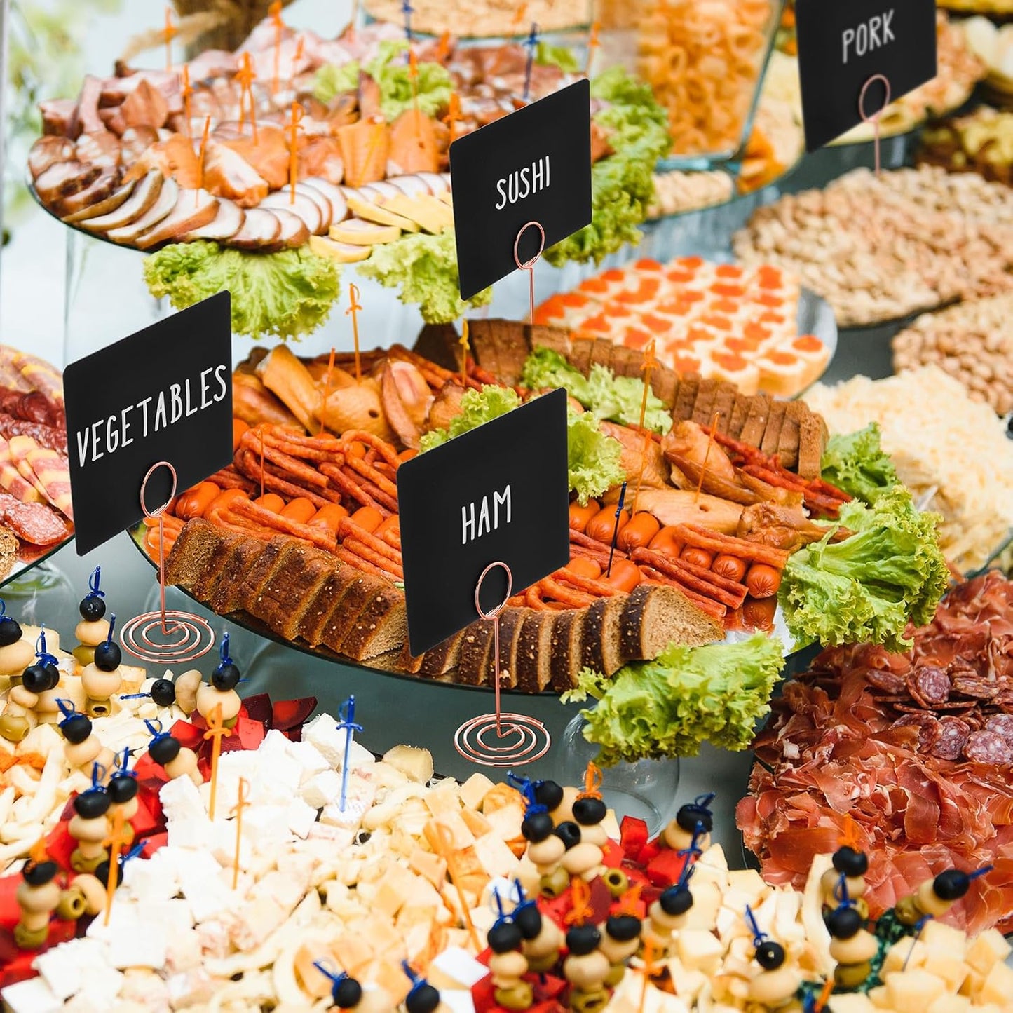 TecUnite 12 Pcs Mini Chalkboard Signs, 4"x3" Small Chalkboard Label with Metal Stand 2 Water Based Chalk for Food Buffet Tabletop Blackboard Sign for Party Bakery(Rose Gold,8.7 x 2.8 in)