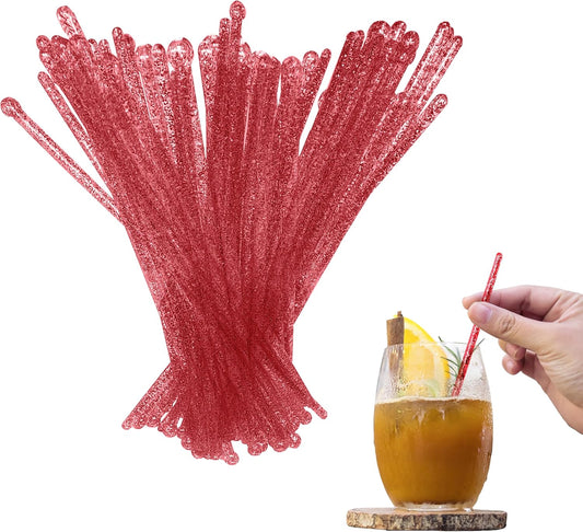 Coffee and Cocktail Stirrers, Reusable Plastic Drink Stirrer Sticks, 100 Ball Head Swizzle Sticks, Use as a Cocktail Garnish or Cake Pop Stick, and Restaurant Supplies, 6 inch (Red)