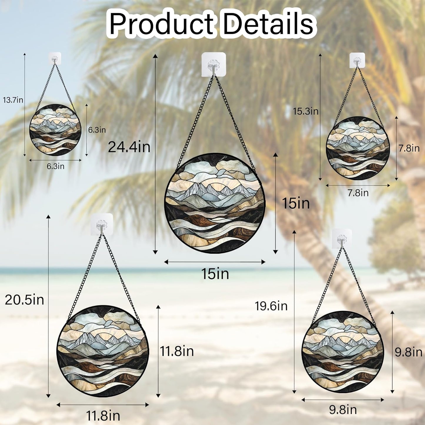 Stained Glass Window Hanging - Grey Mountains Landscape Suncatcher for Doors Garden Patio Retro Sun Catchers Decor Christmas Mother's Day Birthday Gifts for Women Men Mom Nana Friend 11.8 in