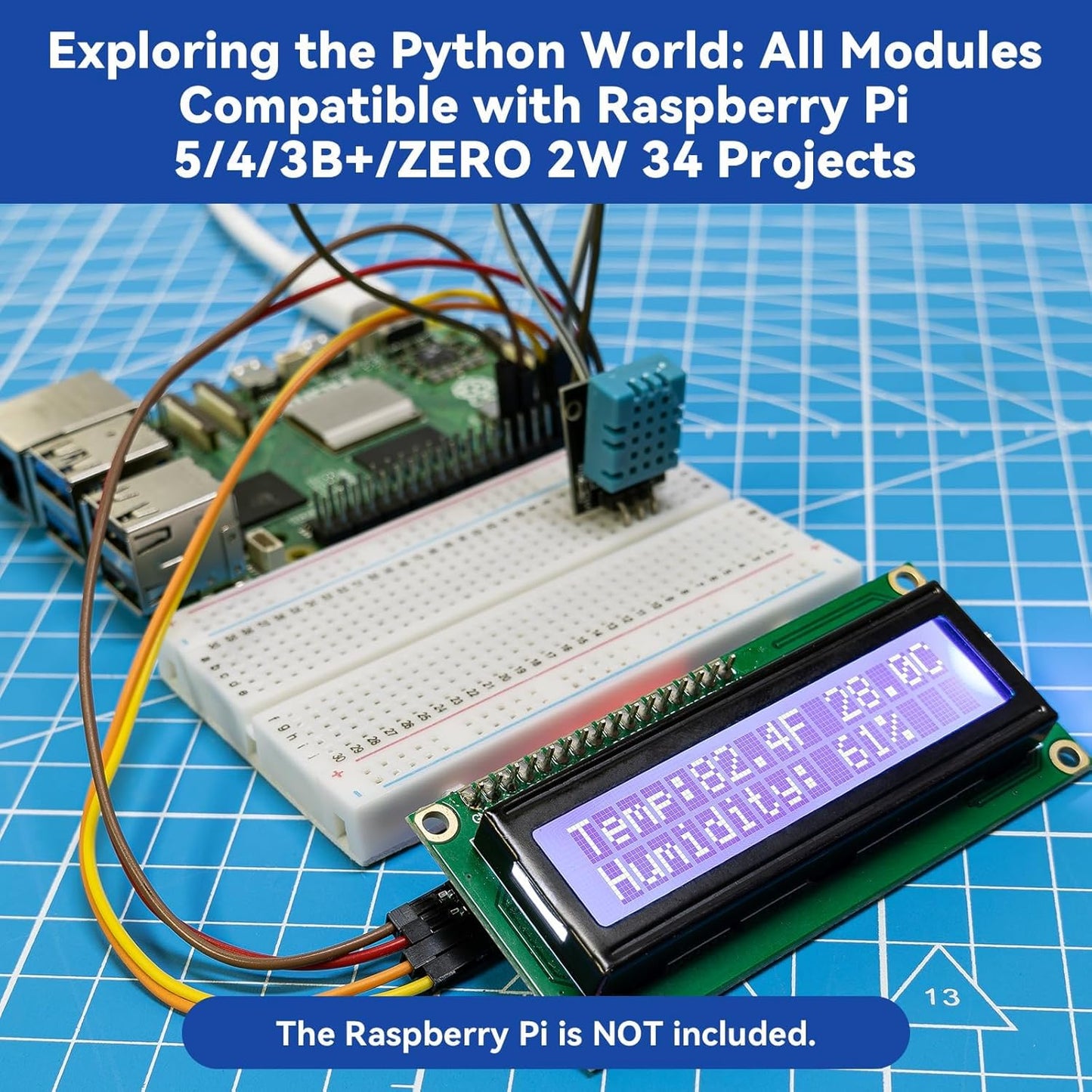 SunFounder Universal Maker Sensor Kit Compatible with Arduino Mega 2560/Uno R3/R4 Minima/WiFi Nano, Raspberry Pi 5/4B/3B+/Zero 2 W/, Pico W, ESP32, C++, Python, MicroPython, Beginners & Engineers