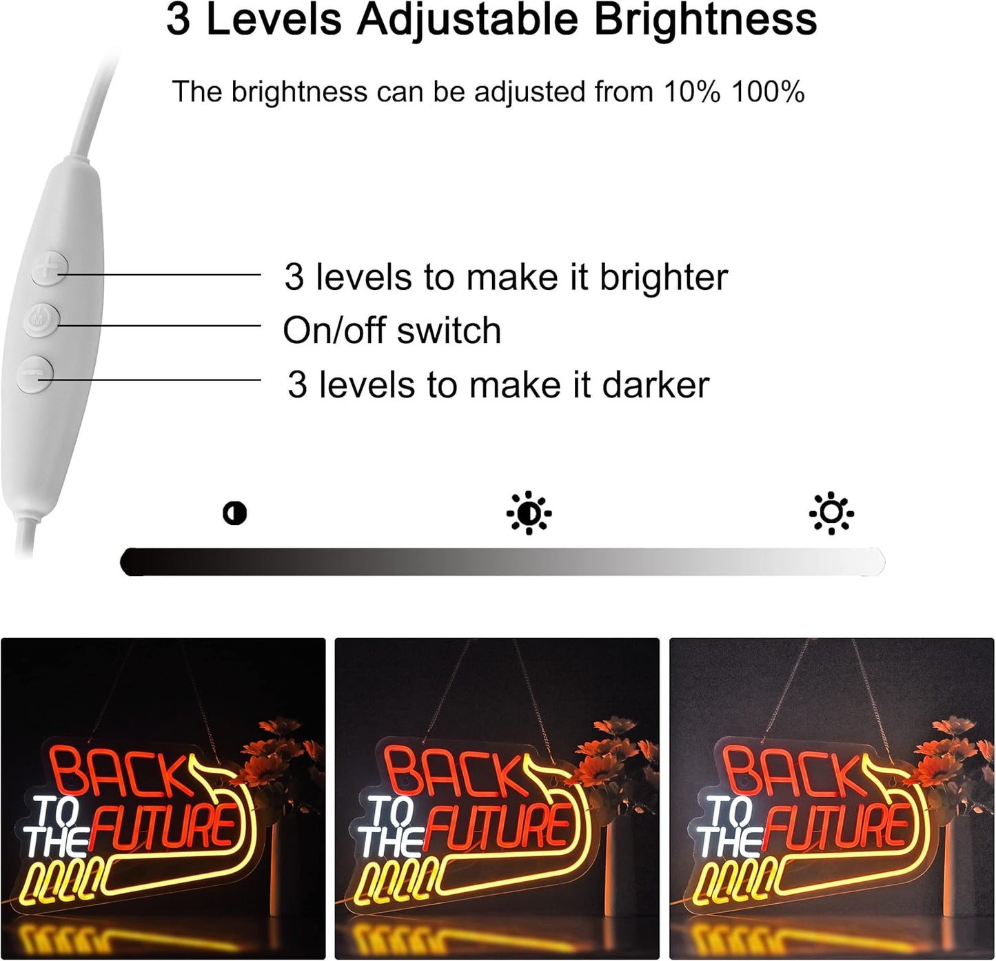 Back To The Future Neon Sign for Wall Decor Neon Signs with Dimmable Switch LED Neon Signs Bedroom Beer Bar Neon Light Sign Hotel Party Club Office Art Lights(17X12inch)