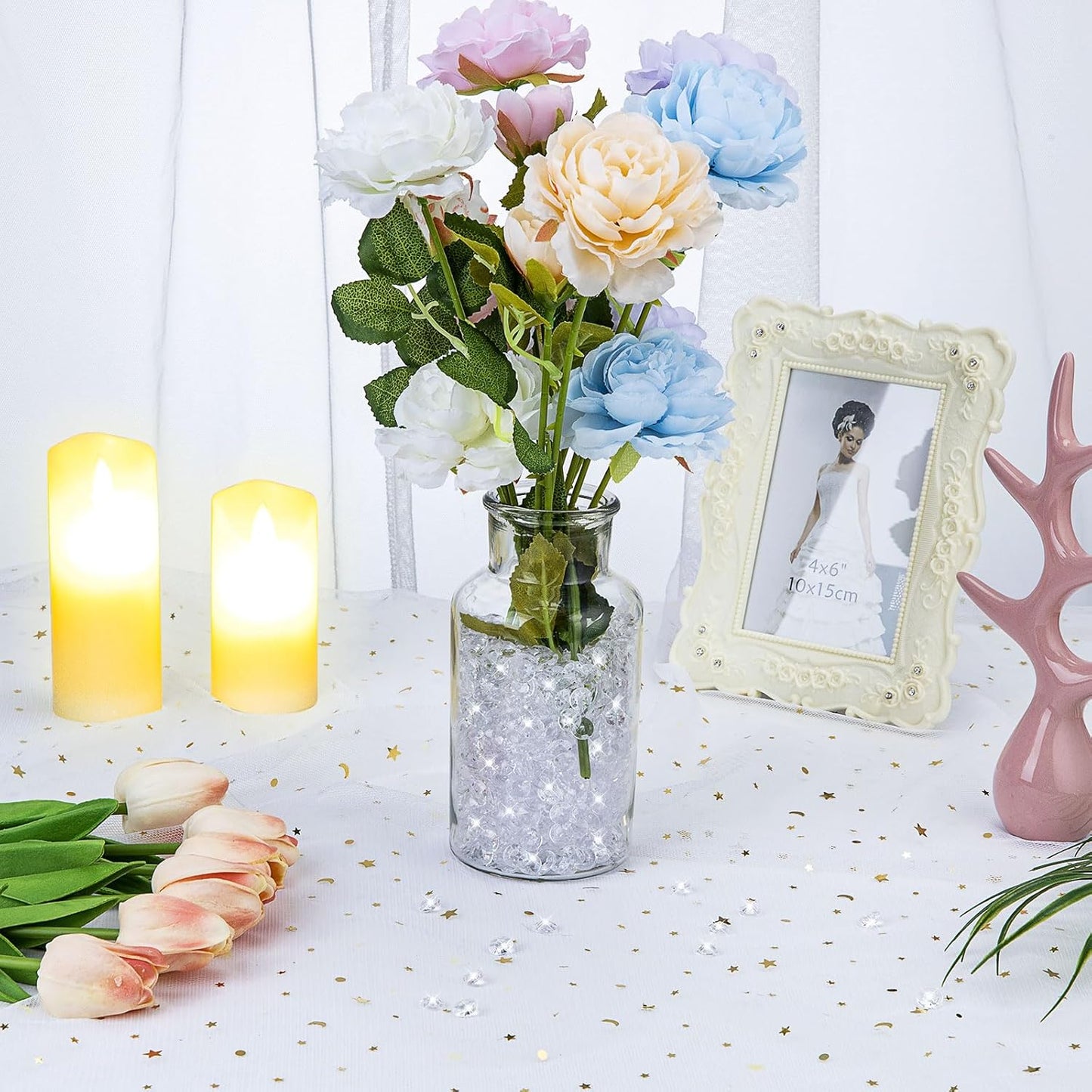 2000 pcs/Pack Wedding Table Scatter Confetti Crystals Acrylic Diamonds 8mm Rhinestones for Wedding, Bridal Shower, Vase Beads Decorations (8mm, Turquoise)