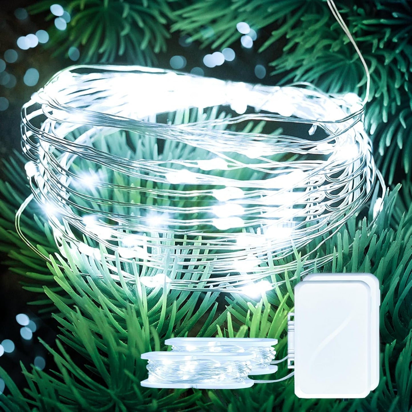 2 Pack 16Ft 50Leds Fairy Lights Mini Led String Lights Twinkle Lights for Easter Halloween Christmas Parties Wedding Table Centerpieces Decoration