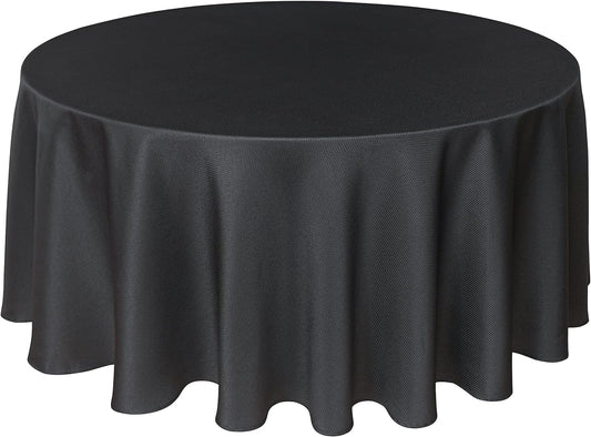 Biscaynebay Textured Fabric Round Tablecloths 90", Black Water Resistant Washable Table Cloths Circle Folding Table Covers Linen for Dining, Kitchen, Wedding & Parties, etc