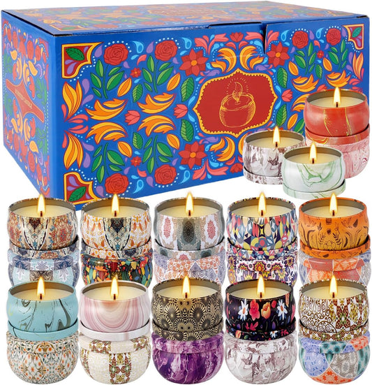 24-Piece Smokeless Candle Set with 8-Hour Burn Time Each, Ideal for Festival Gifts and Birthdays - Premium Aromatherapy Candle
