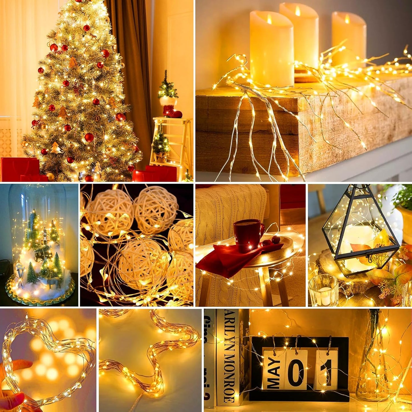 pozzolanas 100 Pack Warm White Battery Operated String Lights - 7ft Waterproof Fairy Lights with 20 LEDs for Home, Mason Jar, Party, Wedding, Halloween, Christmas Decorations