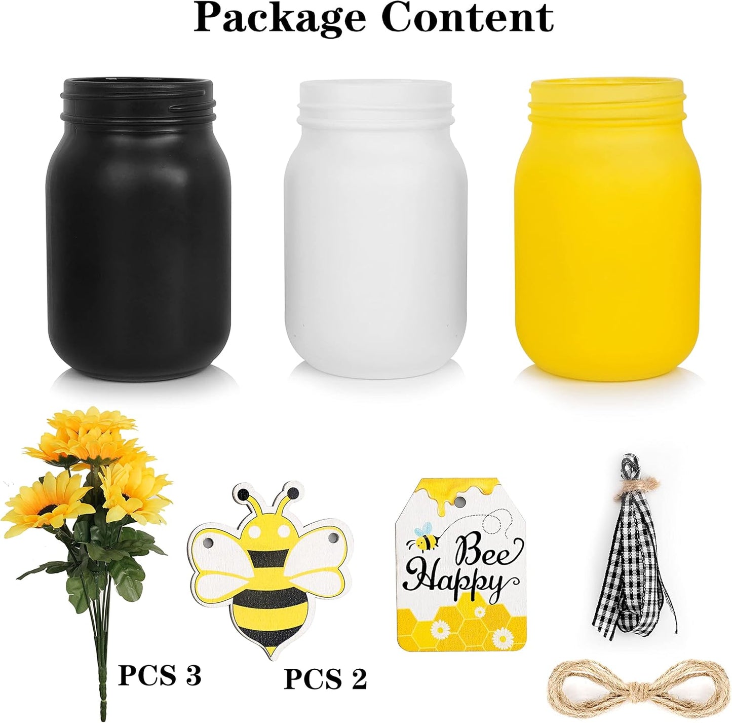 Mason Jar Centerpiece for Table, Rustic Table Decoration for Farmhouse Kitchen