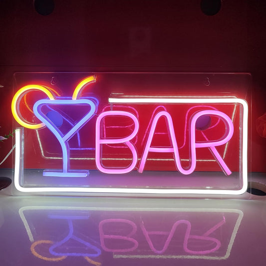 JYWJ BAR Neon Sign,USB Interface With Switch,Decorations For Bedroom,Bars,Commercial Venues,And Various Holiday Parties BAR Neon Light (Pink+White)