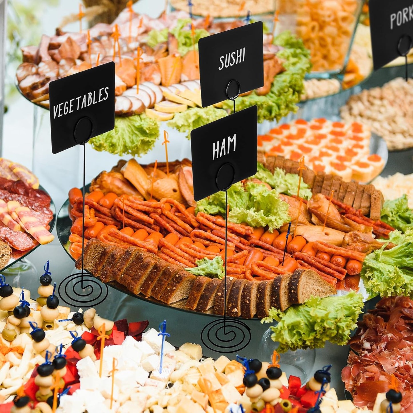 TecUnite 12 Pcs Mini Chalkboard Signs, 4"x3" Small Chalkboard Label with Metal Stand 2 Water Based Chalk for Food Buffet Tabletop Blackboard Sign for Party Bakery(Black,8.7 x 2.8 in)