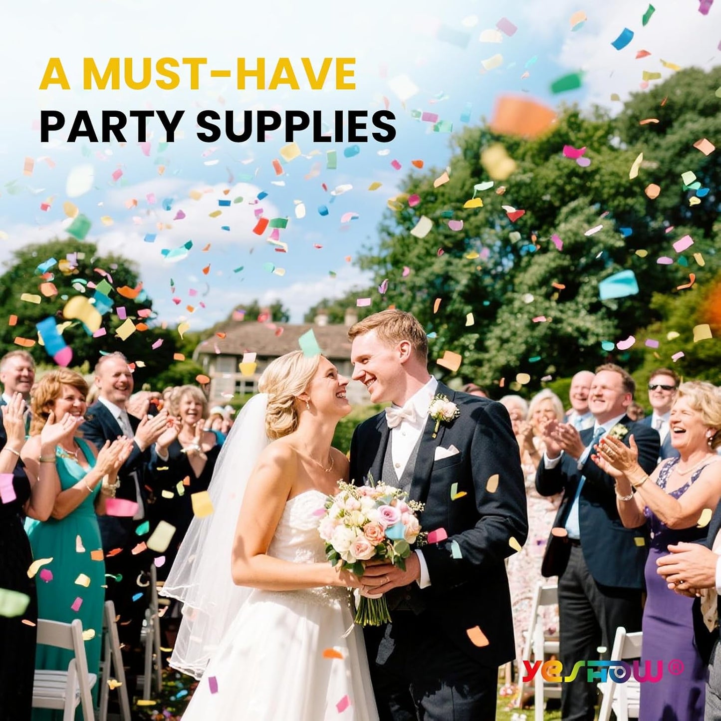 Confetti Cannon Party Poppers Biodegradable Shooters, (6 Pack) YESHOW Multicolor Confetti Blaster for Birthday Graduation Wedding Christmas New Year’s Eve