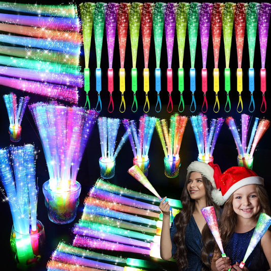 120PCS Glow Fiber Optic Sticks, LED Light Wands, Glow in The Dark Party Supplies, Fiber Optic Wands for Weddings, Birthdays&Events,Flashing LED Party Favors,Colorful Light Sticks for Kids&Adults