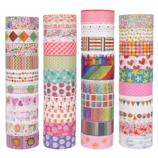 Washi Tape Set - 40 Rolls of 1.5cm Wide Decorative and Craft Tape for Scrapbooking and Bullet Journal Supplies