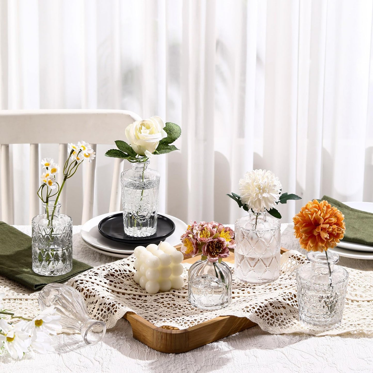 Bud Vases Set of 12, Small Glass Vases for Centerpieces, Small Flower Vases for Centerpieces, Vintage Mini Vase, Clear Bud Vase for Wedding Table Decor