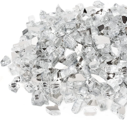 Stanbroil 10-Pound Fire Glass - 1/2 inch Reflective Tempered Fire Glass for Fireplace Fire Pit, Platinum Reflective