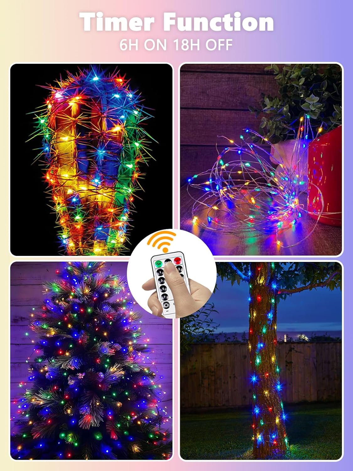 4 Pack Fairy Lights Battery Operated with Remote Control Timer, 26 FT 80 LED String Lights Outdoor Indoor, 8 Mode Twinkle Lights for Christmas Party Wedding Birthday Bedroom Decorations (Multicolor)