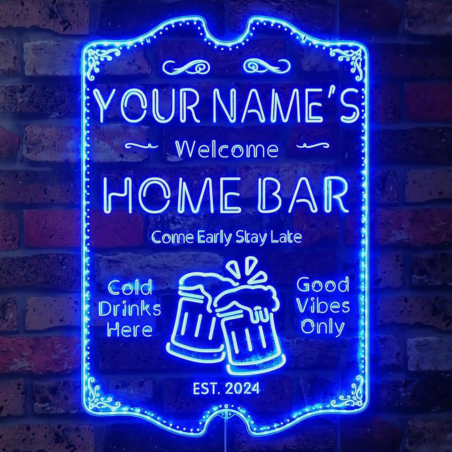 ADVPRO Personalized Your Name Home Bar RGB Dynamic Glam LED Sign - Cut-to-Edge Shape - Smart 3D Decoration - Multicolor Signage st06s43-fnd-p11a-tm-c