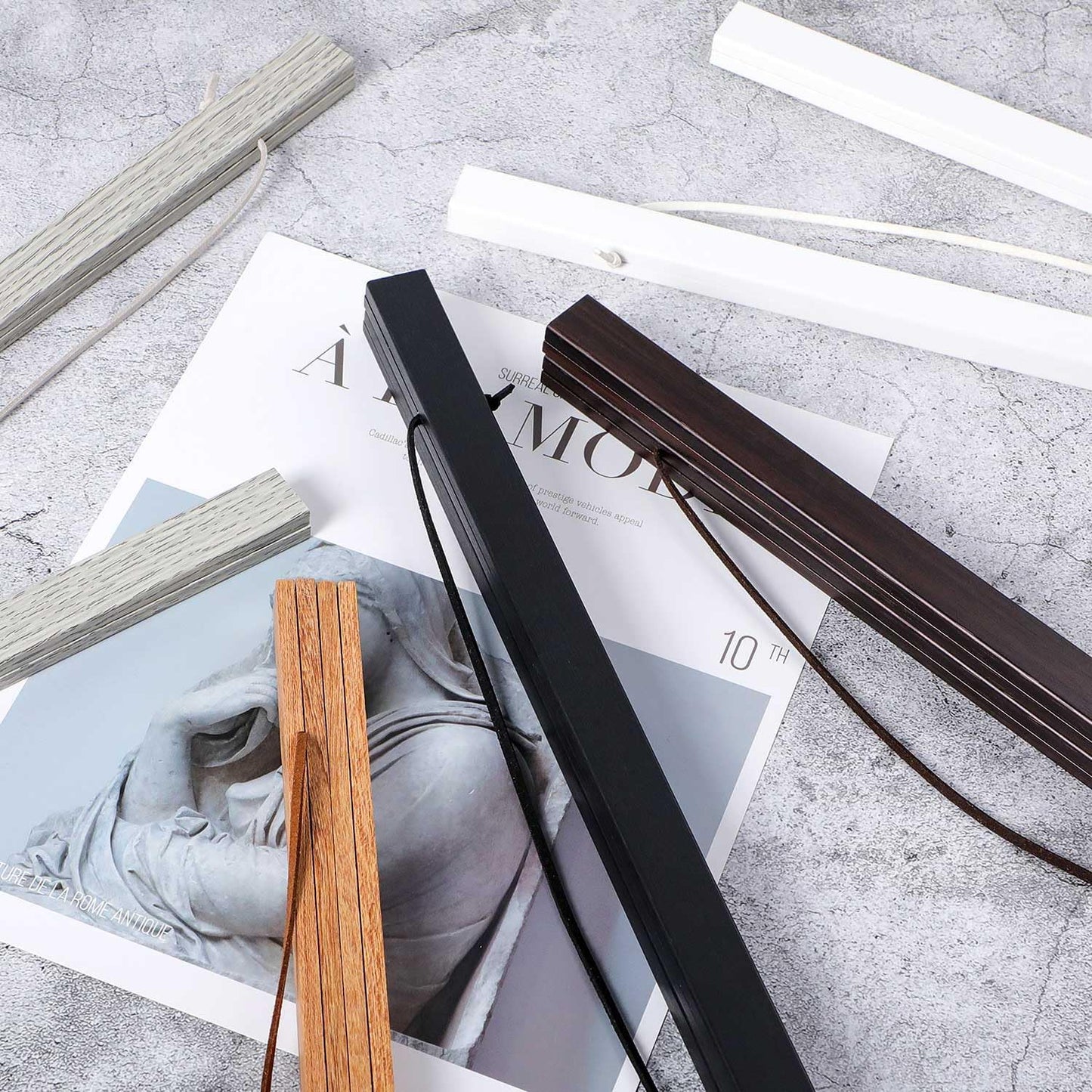 Magnetic Poster Hanger, 9x12 9x14 9x17 Poster Frame Wood Wooden Magnet Print Posters Dowel Scroll Hanger Hangers Hanging Kit for Walls Map Canvas Artwork (Grey, 9")