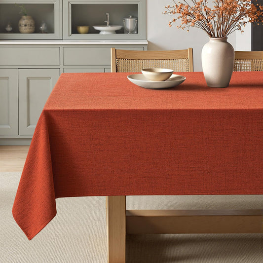 MIULEE Burnt Orange Linen Tablecloth 60x84 Inch Rectangle Table Cloth Waterproof,Stain Resistant & Wrinkle Resistant for Dining Party Wedding