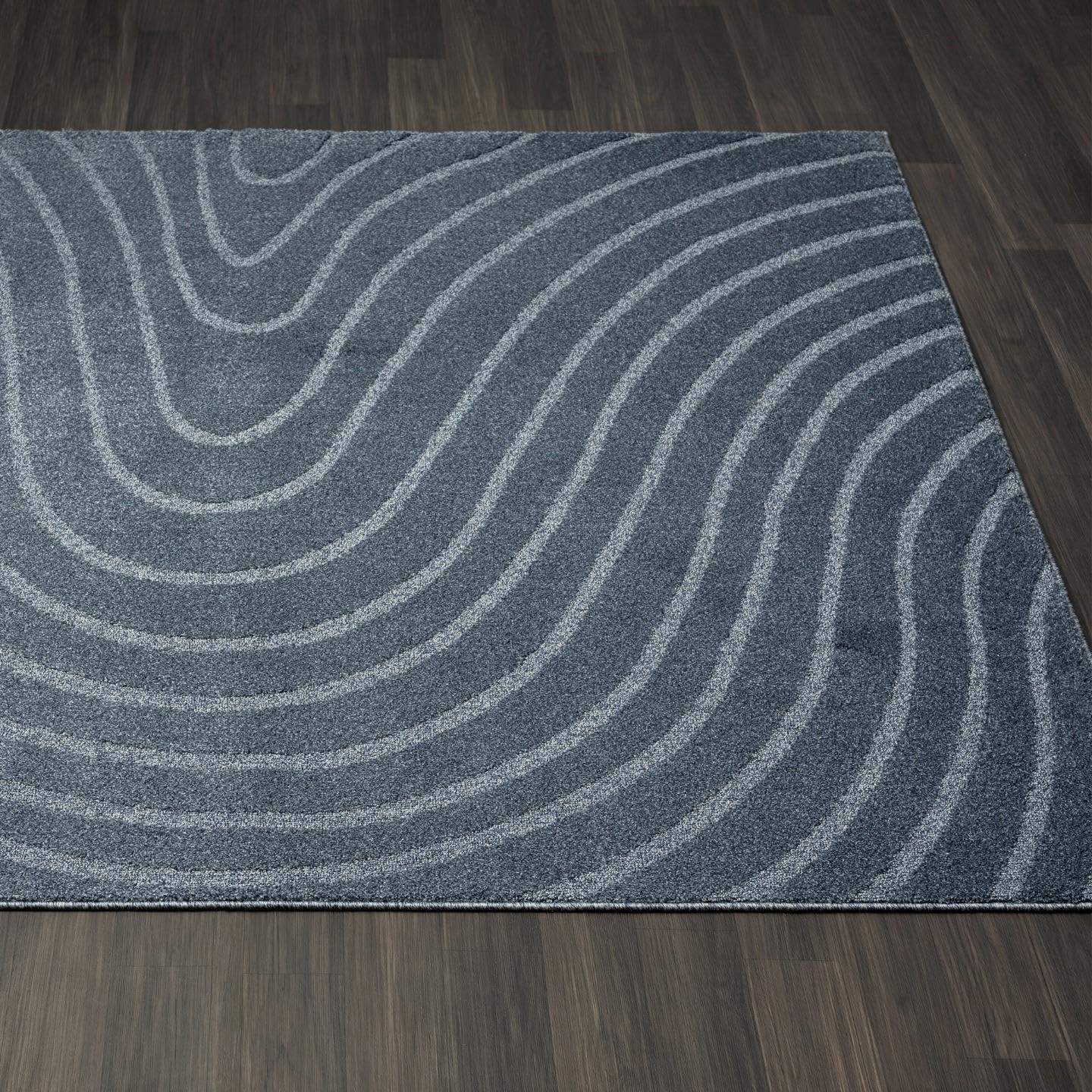 LUXE WEAVERS Modern Geometric Wave Blue 2x3 Area Rug