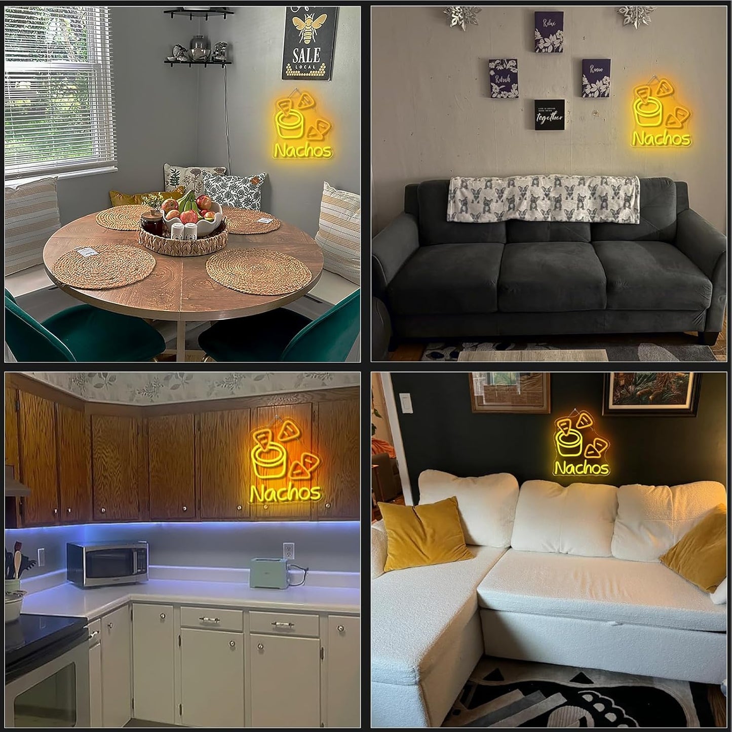 LookLight Nachos Neon Sign,Cheesy Delight Neon Light for Wall Decor,Bowl of Cheese and Tortilla Chips NACHOS Neon,Dimmable USB Neon for Bars Kitchen Fast Food Restaurant Mexican Restaurant