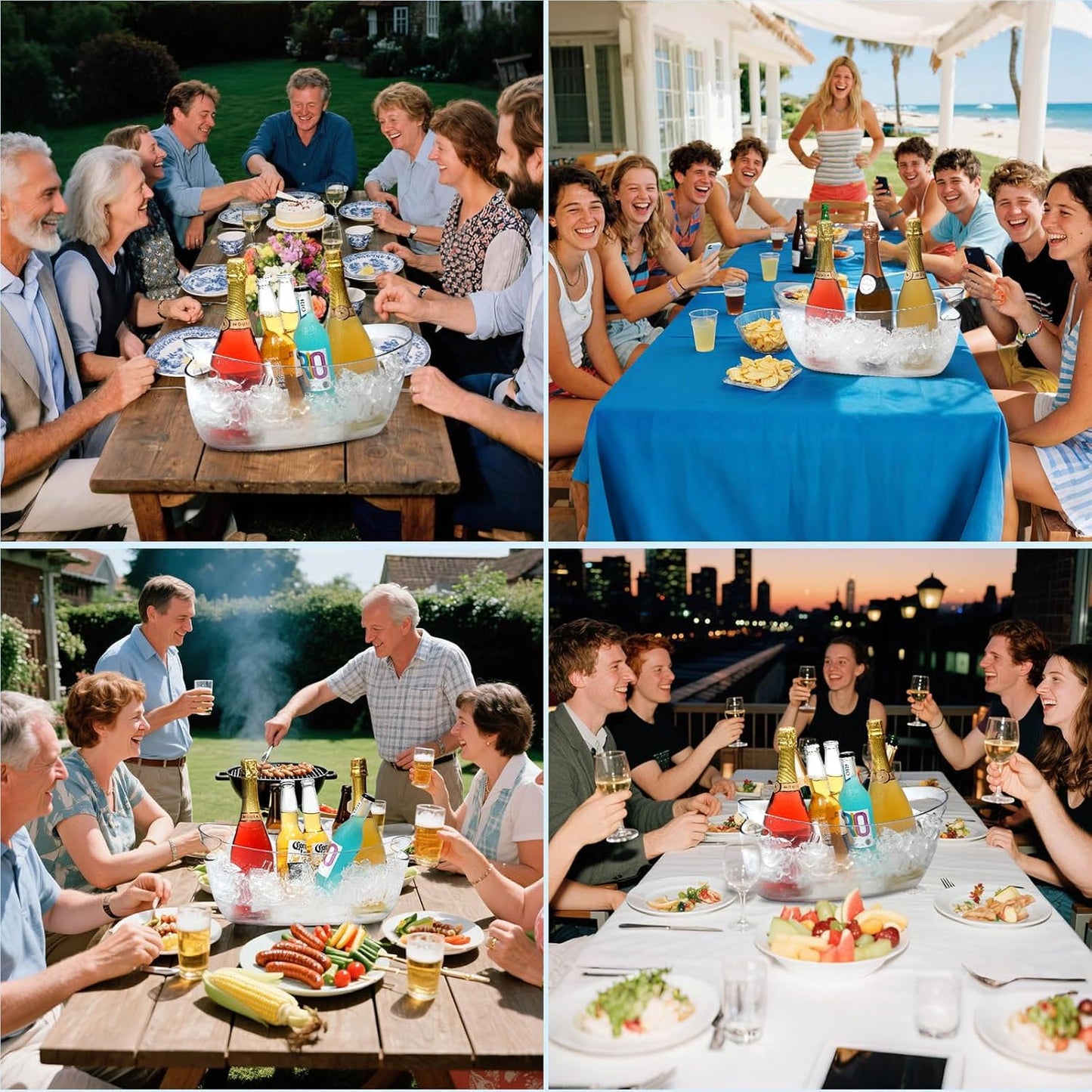 KITHELP 2 PCS Ice Buckets for Parties, 5.5L Ice Bucket with Scoops and Metal Wine Bottle Opener, Mimosa Bar Supplies Beverage Tub for Champagne, Beer, Cocktail