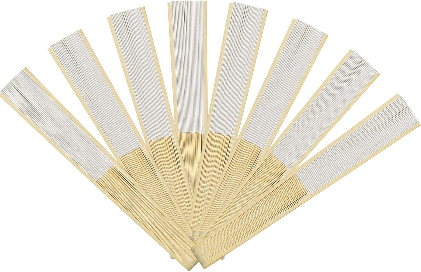 Coucoland 100 Pcs White Bamboo Folding Handheld Fan Hand fan for Wedding Home Decoration Party Favors Bridal Dancing Party