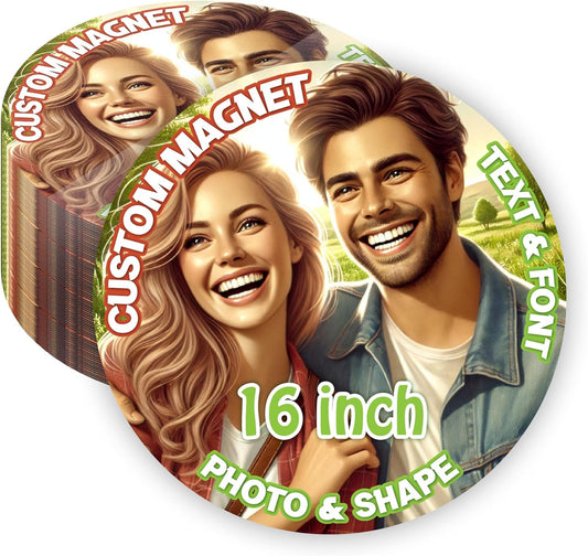 KETABAO – 16" Customized Circle Photo Magnets - Personalized Refrigerator and Car Magnets for Home and Office Decor
