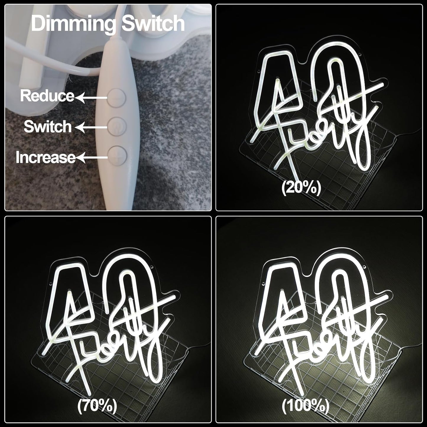 White Forty Neon Sign 40 Year Old Birthday Neon Sign Birthday Gift For 40 Year Old Woman Led Night Light For Wedding Engagement Banquet Anniversary Party Decor Gift For Girl Wife Lover(USB Sign)