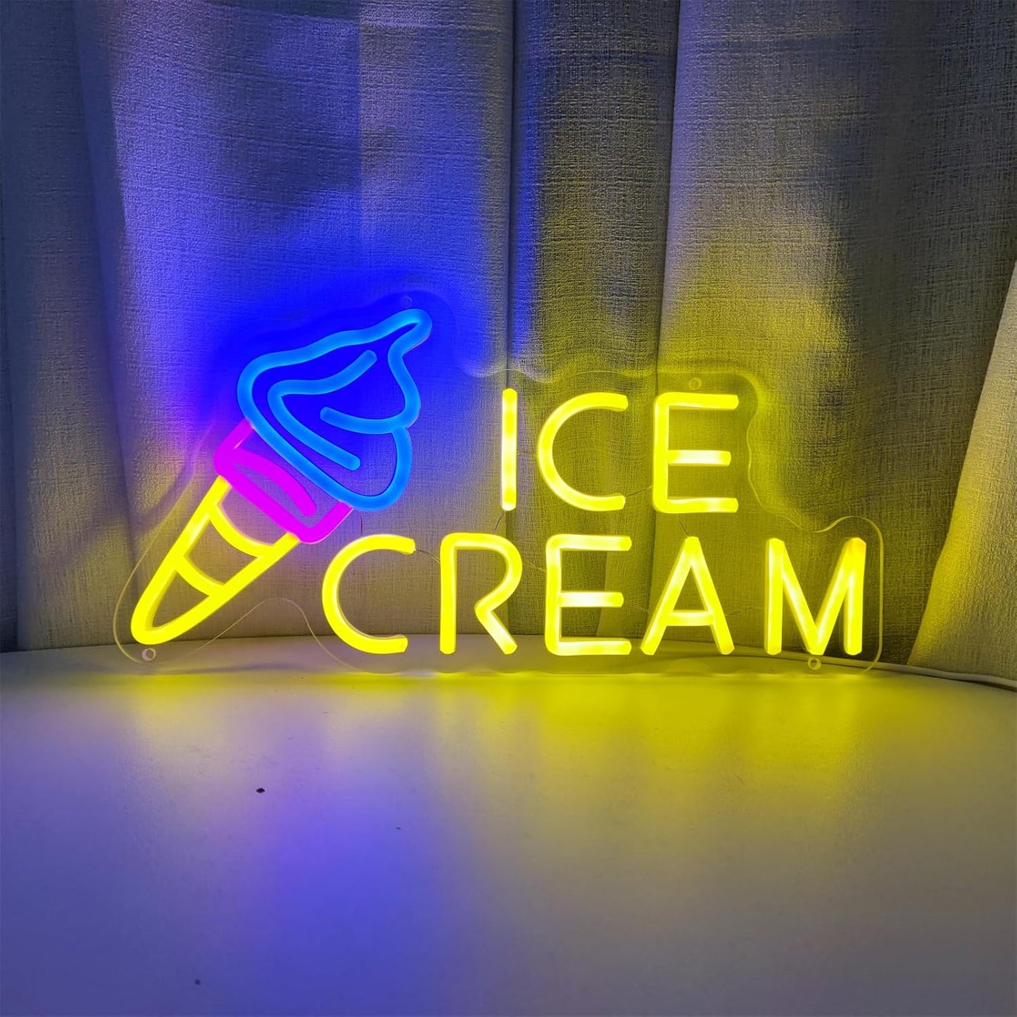 Ice Cream Neon Sign Ice Cream Light Ice Cream Signs for Business, Ice Cream Bar Sign Decor for Drinking Bar Party Bedroom Decoration Birthday Gift, 15.7"" x 7.8""